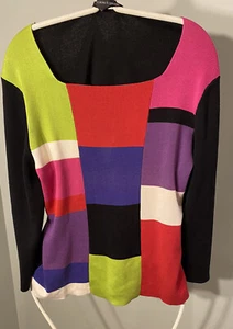Cable & Gauge Women's Size XL Silk/Cotton Knit Top 3/4 Sleeve Stretch Colorful - Picture 1 of 4