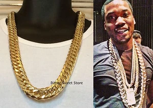 SOLID 14K YELLOW GOLD FINSH STAINLESS STEEL 18MM MIAMI CUBAN LINK CHAIN NECKLACE - Picture 1 of 7