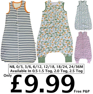 PUSBLU BABY SCHLAFTASCHE JUNGEN MÄDCHEN EX STORE 0,5-2,5 TOG 0-36M BAUMWOLLE 25+ DESIGNS NEU