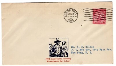 #682 Massachusetts Bay Colony 1930 FDC - Planty #9a Mauck Boston MA - Image 1 of 2