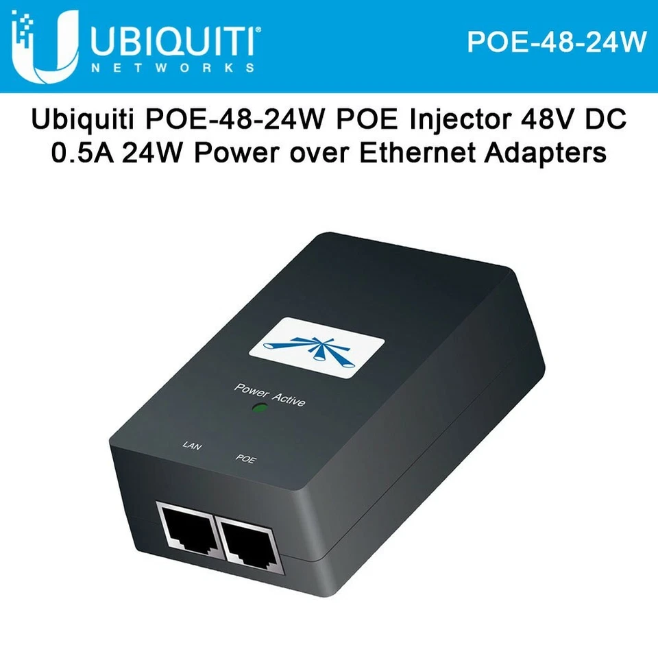 Ubiquiti Networks Poe-48-24w Power Over Ethernet Injector Poe 48v 24w