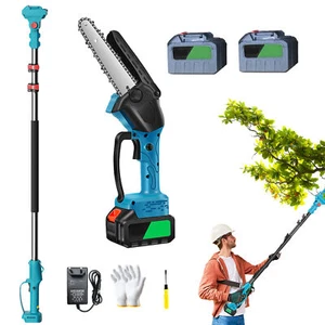 Cordless Telescoping Pole Saw Chainsaw 2-in-1 Tree Trimming 9.8ft Extension Rod - Picture 1 of 12