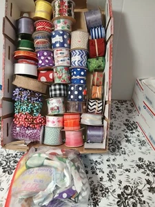 Mixed Bulk Lot of 40 Ribbon Rolls Plus One Foot Long Remnants - Picture 1 of 3