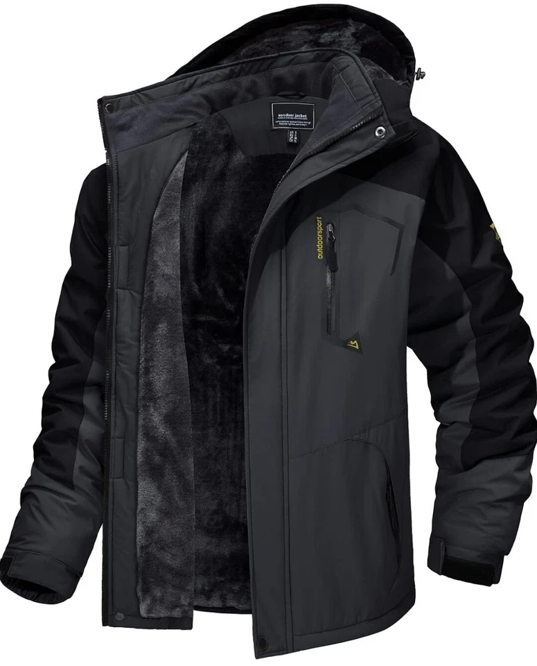 Men's Waterproof Ski Jacket Winter Warm Jackets Snow Thermal Fleece Work Coat US - Image 1 of 4