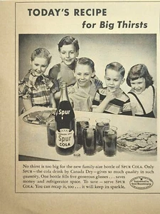 Botella Spur Cola Canada Dry Children tamaño familiar anuncio impreso vintage 1952 - Imagen 1 de 4