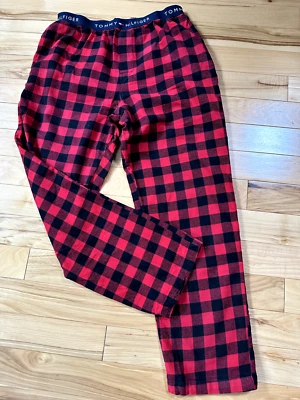 Calça lounge/dormir Tommy Hilfiger vermelha preta xadrez padrão tamanho M masculina cintura elástica - Imagem 1 de 4