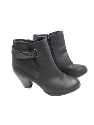 Apt. 9 Botines Fulton de cuero sintético negro con tacón bloque de 3", talla 7,5 M Foto 1 de 4