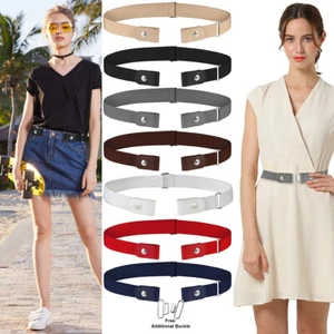 4 Pieces No Buckle Stretch Belt for Women Boy Girl Elastic Waist Invisible Belt - Picture 1 of 6