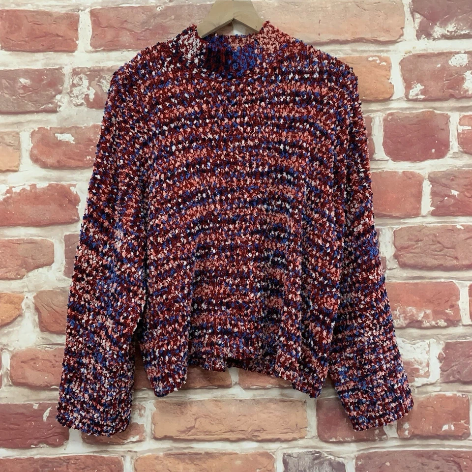 Suéter Marc New York Mujer XL Rojo Multicolor Palomitas Tejido Manga Ancha Popover Foto 1 de 4