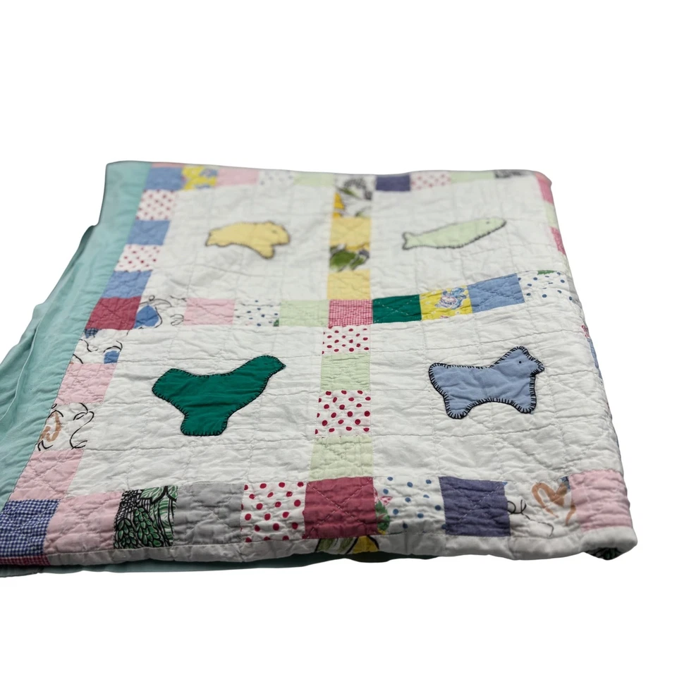 Винтажное лоскутное одеяло для малышей ясельного возраста животных аппликация лоскутное одеяло народное искусство ПРАЗДНИЧНЫЙ ПОДАРОК - Изображение 1 из 4