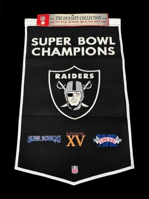 Las Vegas Raiders NFL 24"x38" Lana Bordada Super Bowl Banner Racha Ganadora Foto 1 de 4