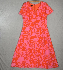 Talbots Midi Dress Women’s Size 14 Flutter Sleeve Crepe Garden Dress Ditsy Soft - Picture 1 of 15
