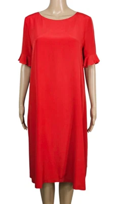 Vestido recto MAX MARA STUDIO rojo seda manga corta cuello barco 12 $595 Foto 1 de 4