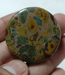 Natural Fruit Jasper Gemstone Round Cabochon Weight 10.39 Gram 35X35X5 MM - Picture 1 of 5