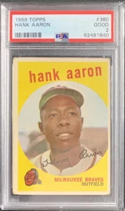 1959 Topps Baseball Hank Aaron #380 PSA 2 Good HOF Braves - Picture 1 of 1