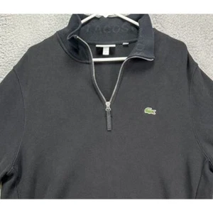 Lacoste Sweater Adult 2XL Black Quarter Zip Pullover Sweatshirt Crocodile Mens - Picture 1 of 13