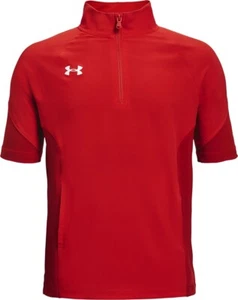 UNDER ARMOUR Red MOTIVATE Short Sleeve WarmUp 1/4 Zip JACKET Boys Size LARGE NEW - Picture 1 of 4