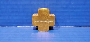 Solid Brass Manifold Pipe Cross Four Way 3/8" Inch Female NPT Air Fuel Water - Picture 1 of 4