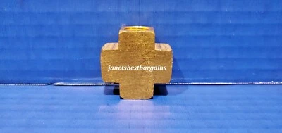 Solid Brass Manifold Pipe Cross Four Way 3/8" Inch Female NPT Air Fuel Water  - Image 1 of 4