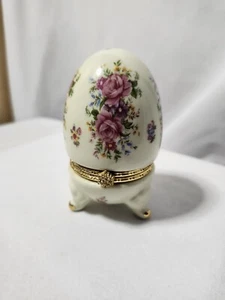 Vintage Formalities by Baum Brothers Porcelain Egg-Shaped Trinket Box - Picture 1 of 8