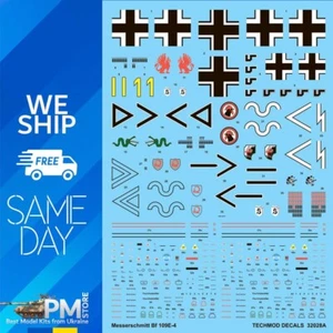 Techmod 32028 1/32 Messerschmitt Bf 109E-4 1940 calcomanía húmeda para aviones con máscaras - Imagen 1 de 9