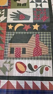 Country Folk Art Cheater Quilt Fabric Panel Spring Industries Approx. 36x46 - Picture 1 of 2