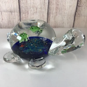 Art Glass Sea Turtle With Babies Figurine Paperweight 5.5 Inches - Picture 1 of 6