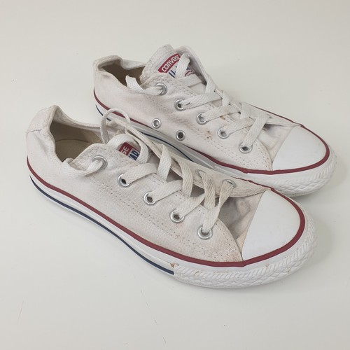 Converse All Star scarpe da ginnastica donna UK 1 bianche stringate sneakers basse in tela