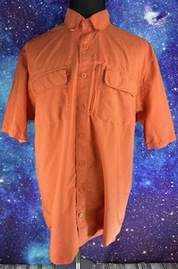 Duluth Trading Men's Large Tall Vented Orange Button Down Pockets Fishing EUC - Picture 1 of 5