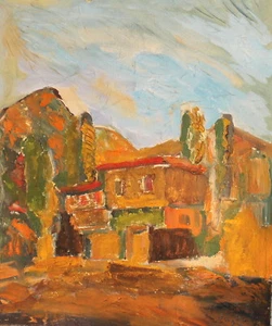 1994 Expressionist landscape oil painting signed - Picture 1 of 12