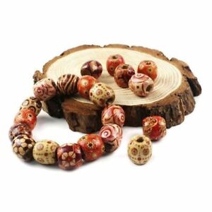 100pcs Carved Pattern Wooden Beads Round Hair Braids Spacer Beads DIY Jewelry Ma