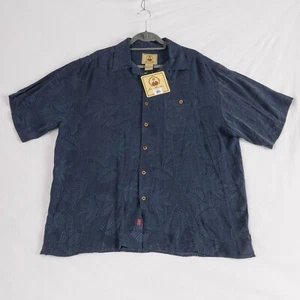 NWT Joe Marlin Shirt Mens XL Silk Blue Floral Button Up Hawaiian Short Sleeve - Picture 1 of 11