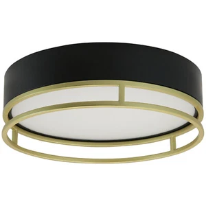 13" LED Double Round Ceiling Fixture 20W 100W 1000LM Color Tunable Black & Gold - Picture 1 of 1