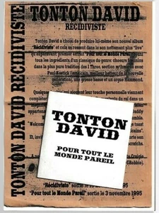 PROMO CD SINGLE TONTON DAVID POUR TOUT LE MONDE PAREIL(+INFO PROMO) - Imagen 1 de 1