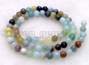 SALE Small 6mm Round shape mix color Amazomite loose beads string 15"-los243 - Picture 1 of 1