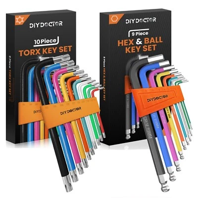 Allen Key Set Torx Twin Pack Metric Ball Star End Hex Folding Wrench Long Handle - Image 1 of 4