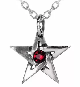 Alchemy Gothic Red Crystal Center Protective Amulet Pentagram Pendant Wicca P365 - Picture 1 of 4
