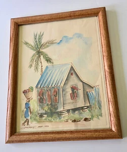 Noted Artist Signed Original Watercolor Painting Framed by Clairmonte Mapp 1983 - Picture 1 of 4