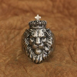 Cupronickel King Lion Ring Biker Rock Punk Jewellery CP190C UK Size N½~Z4 - Picture 1 of 27