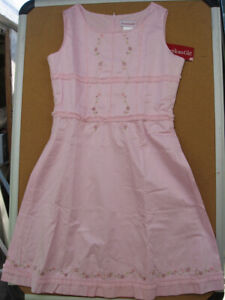 NWT American Girl Pink Dress Petal Sleeveless Embroidered cotton summer Girls 14