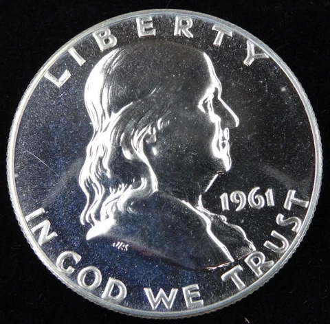 1961 Franklin Half Dollar PR Proof 90% Silver Coin US Mint Cover