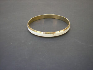 Vintage Sarah Coventry Gold-tone with White Band Cuff Bracelet 