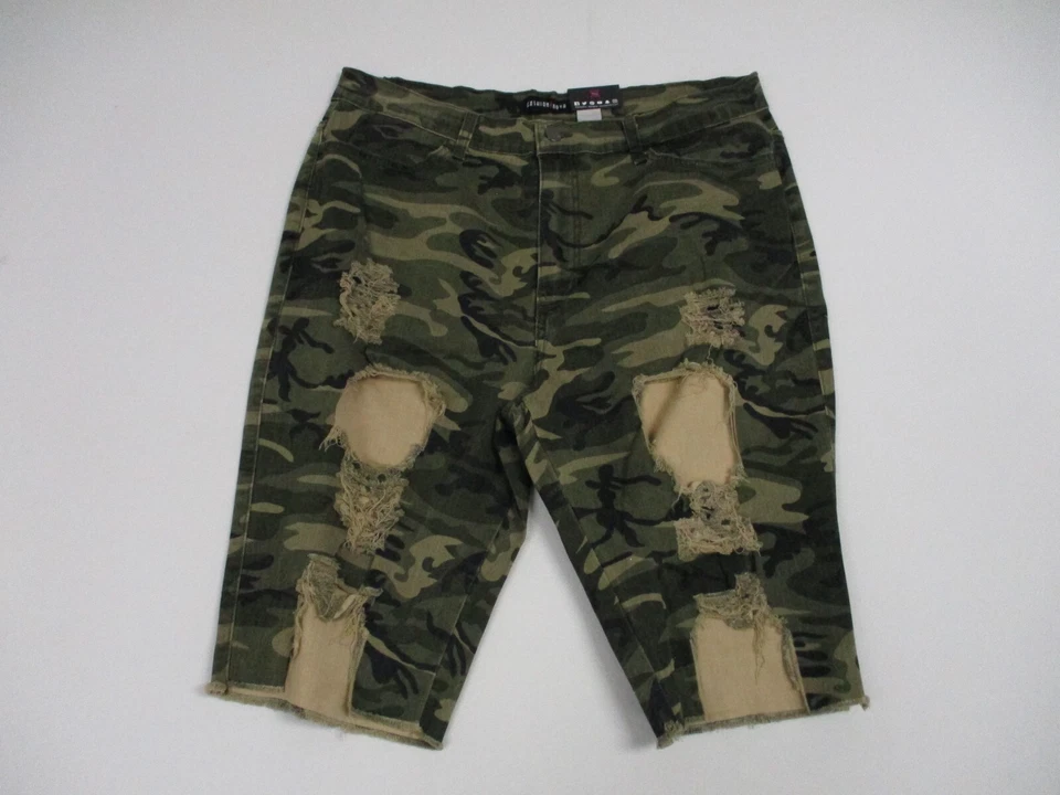 Moda Nova Pantalones Cortos Mujer Talla 2X Bermudas Camufladas Verdes 36x10 P1084 Foto 1 de 4