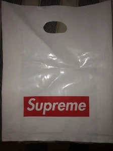 Supreme White Plastic Shopping Bag Red Box Logo 13" x 16" 100% Authentic (1) - Picture 1 of 2