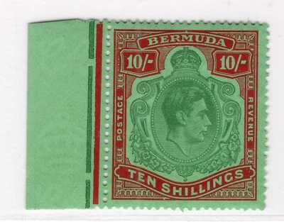 KGVI BERMUDA 1942 GEORGE VI HIFH VALUE 10/- SCOTT 126a SG 119c PERFECT MNH B09 - Image 1 of 2