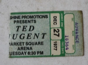 Ted Nugent Market Square Arena Indianapolis IN December 27 1977 Ticket Stub - - Picture 1 of 1