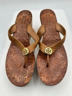 Sandalia Tory Burch Cuero Marrón Tostado Corcho Cuña Plataforma Tacón Mujer Talla 9M Foto 1 de 4