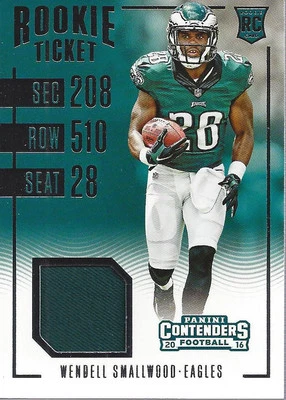 2016 Panini Contenders Rookie Ticket Swatches #19 Wendell Smallwood Jersey - Image 1 of 2