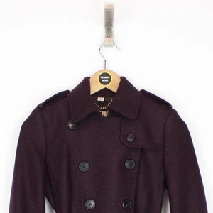 Burberry London Purple Virgin Wool Double Breasted Belted Trench Coat - Picture 1 of 6