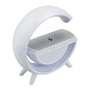 Wireless Phone Charger Speaker USB Power/Rechargerable Light 23 x 8 x 24 White - Photo 1/7